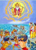 Nal and Neer Helping in Setu Bandhan